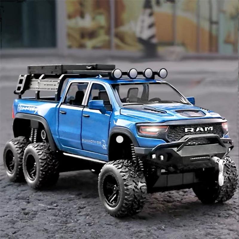 1:32 Dodge Tyrannosaurus Ram 1500 Rex Legierung Pickup Auto Modell Die-Cast Metall Spielzeug Geländefahrzeuge Modell Sound und Licht Geschenk für Kinder