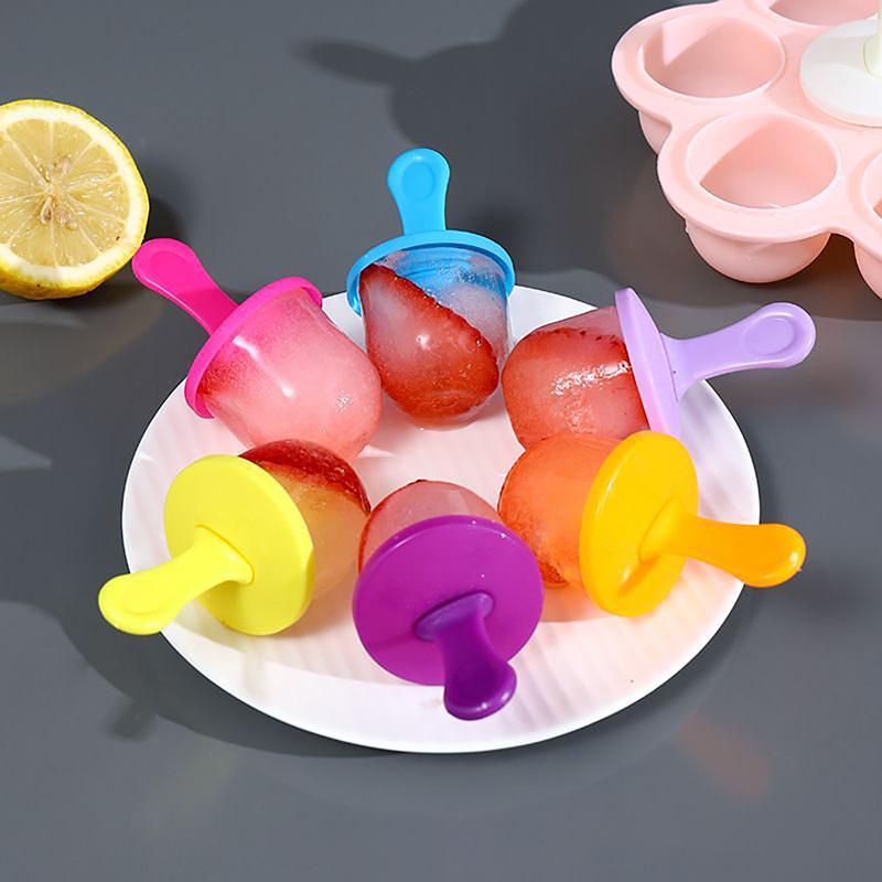 7 Holes Diy Ice Cream Pops Silicone Mold Ice Cream Ball Maker Popsicles Molds Baby Fruit Shake Home Kitchen Accessories Tool