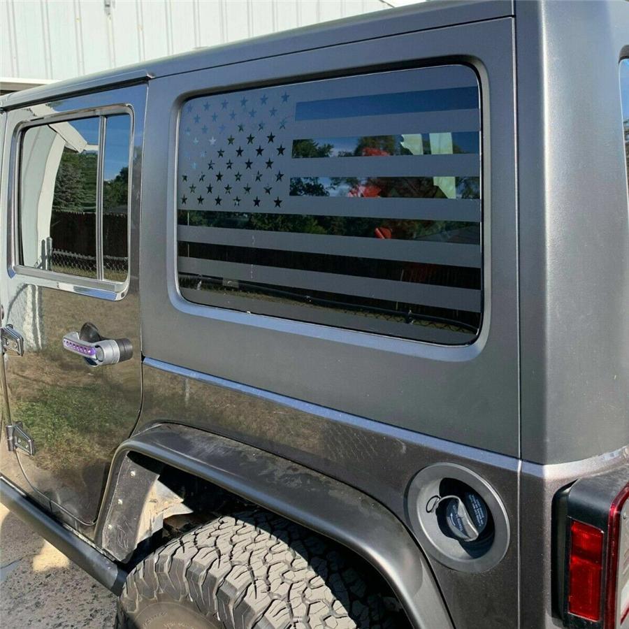 2x American Flag Window Decal Sticker For Jeep Wrangler JK JKU 2007-2017 4-Doors