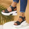 Fashion Comfortable Wedge Heels Ankle Strap Sandals Women Hollow Out Chunky Platform Sandals 2025 Summer Thick Bottom Sandalias De Mujer