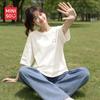 MINISO Women's Loose Fit Pure Cotton Short Sleeve T-Shirt