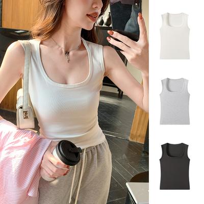 Stylish Elegance Fashion Female Casual Vest H349 Camisole Undershirt Sleeveless Tops Summer Outwear Broad Shoulders Slim Casual Versatile T-shirt