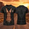 T-shirt Manches Courtes Homme Drôle Motif Musclé Faux Impression 3D Graphique Faux Abdominaux Col Rond Décontracté Fête Cosplay Costume T-shirts