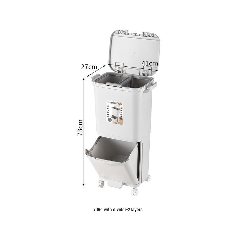 

Large Capacity Kitchen Trash Can with Lid and Pedal, No Bending, Dry & Wet Separation, Ideal for Food Waste Storage.