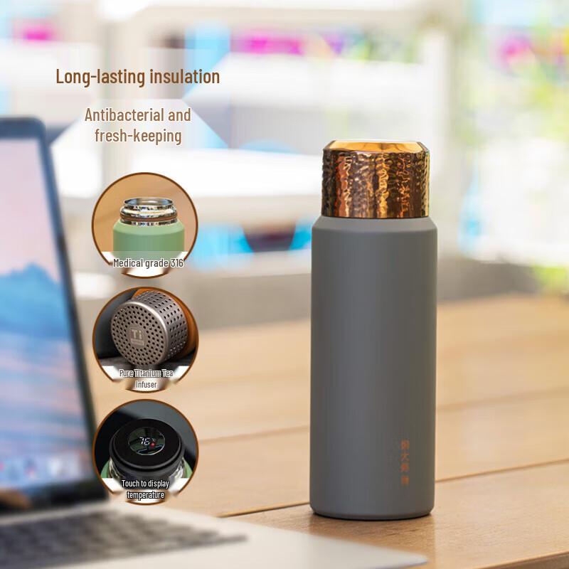 MENDASHI Longsheng MD500T Portable Thermos Travel Mug with Titanium Tea Infuser