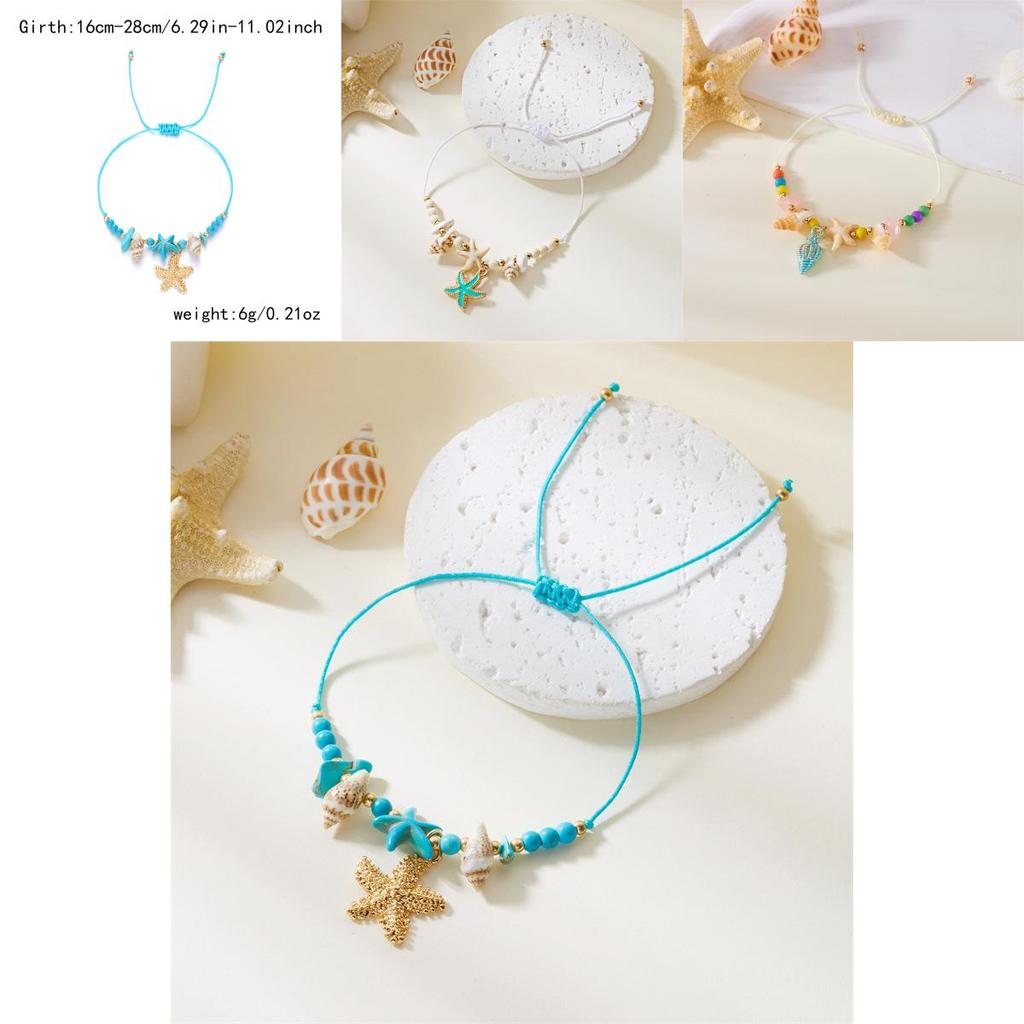 Bohemian Starfish Shell Beaded Bracelet With Electroplated Zinc Alloy For Summer Beach Vacation Gift
