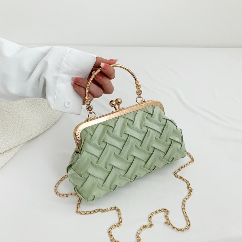 Fashionable Canvas Shell Bag Street Style Crossbody Bag For Women With Stitching Black White Pink Green