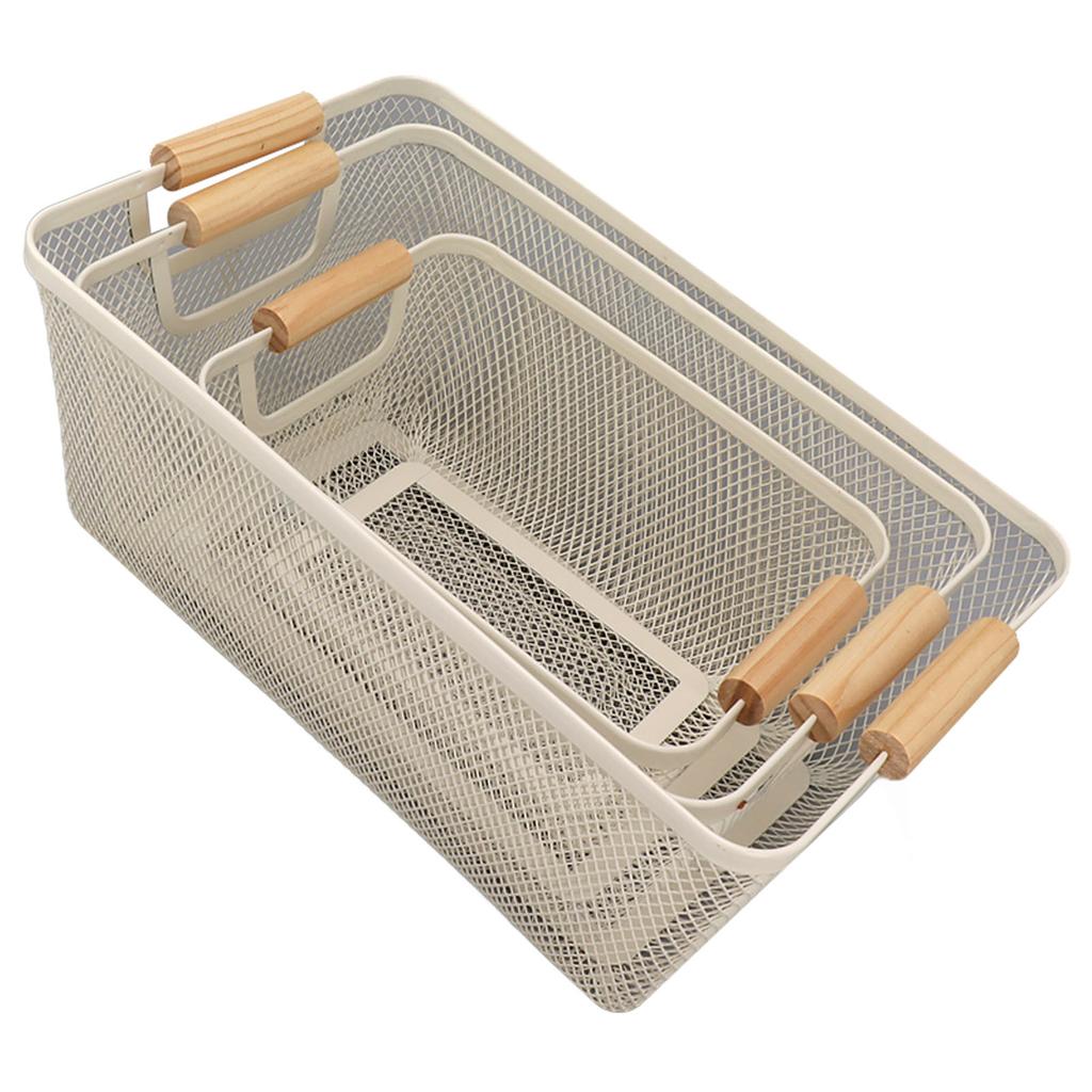 3 ks Kovový drátěný úložný koš Velkokapacitní Dekorativní Pevný Úložný koš z tepaného železa na knihy