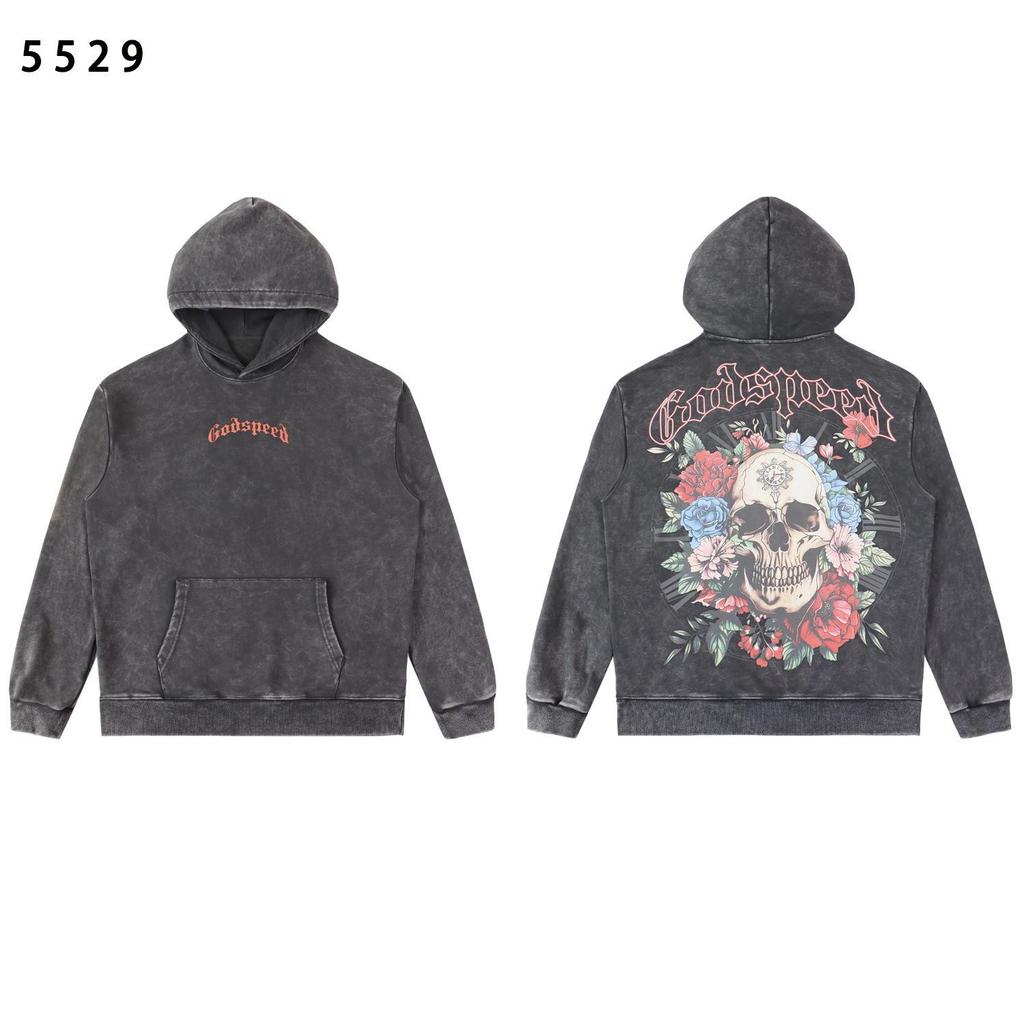 American Trendy GD Rock Retro Distressed Hoodie - Autumn/Winter Fashion