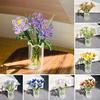 1 Set Glass Flower Bouquet with Vase Hand-Blown Mini Flower Decoration Home Living Room Handmade Simulation Floral Ornament with Stem