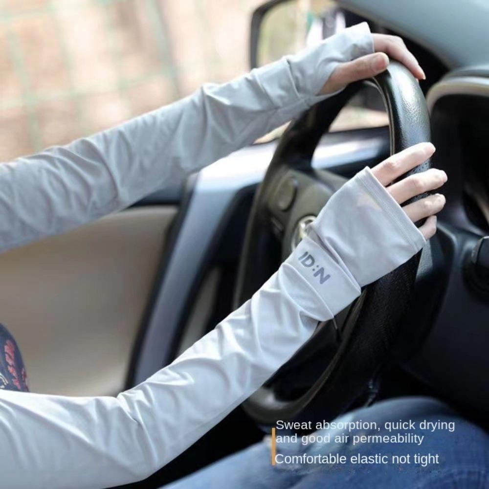 Solid Color Sunscreen Sleeves Ice Silk Ice Silk Gloves New Long Mittens  Summer