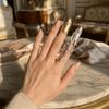 Personality Irregular Texture Lava Drop Ring Vintage Alloy Nail Sleeve Bowknot Niche Design Armor Ring Unisex