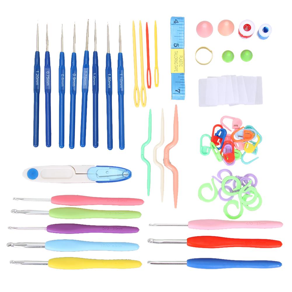 Crochet Hook Kit Ergonomic Soft Handle Aluminum Hooks Set Crochet Hook for DIY Crafts Knitting Needles Crocheting Supplies