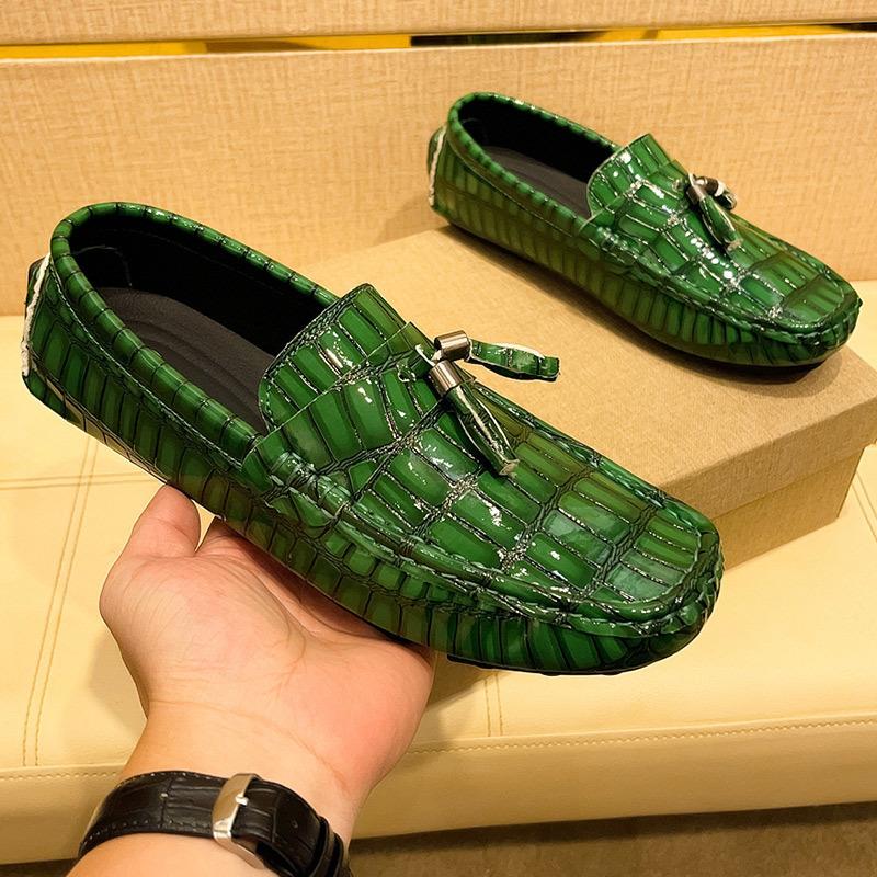 Pacecraft Shoes Men's Driving Loafers, Soft Microfiber Leather with Metal Decoration, Breathable & Comfortable, 4 Colors, Sizes 39-48