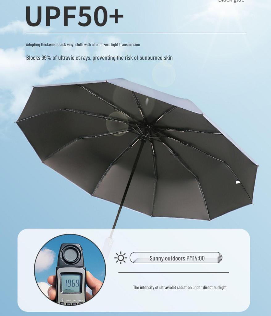 Custom Logo Automatic Three-Fold Umbrella: Sun & Rain Protection, Advertising and Gift Use