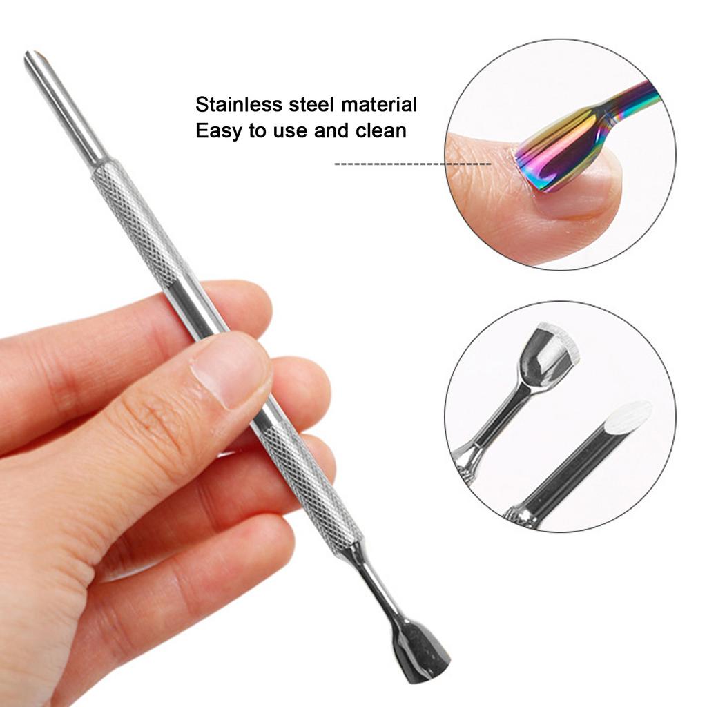 2 Set Cuticle Pusher Set Dead Skin Removal Versatile Cuticle Pusher Nail Polisher Finger Divider for Home Nail Salon