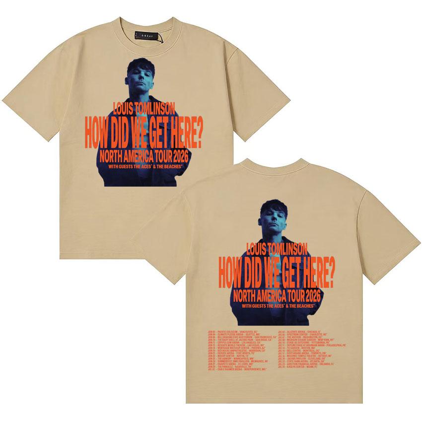 Singer Louis Tomlinson Tour How Did I Get Here Aesthetic Harajuku Hot Sale T Shirts Unisexs Loose Short Sleeve TShirts Streetwear
