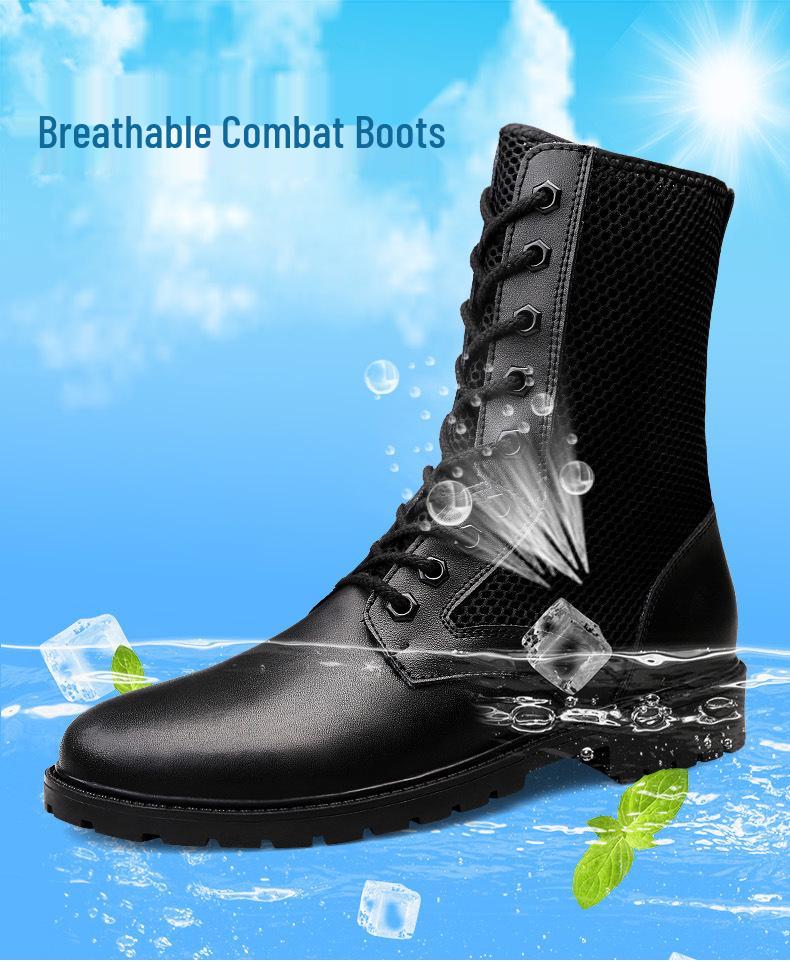 Men's Large Size Mesh Leather High-Top Casual Outdoor Work Boots (38-52)