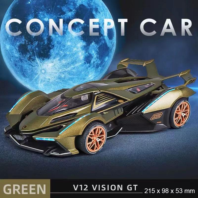 1/22 Lamborghini V12 GT Alloy Miniature Car Model Diecast Metal Scale Car Sound and Light Collection Childrens Toy Car Vehicles Gift