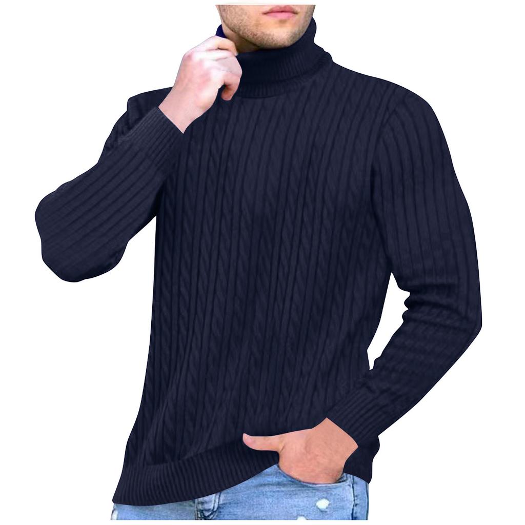 Herren Rollkragenpullover Herren Freizeitmode Strukturierter Pullover Unterziehpullover