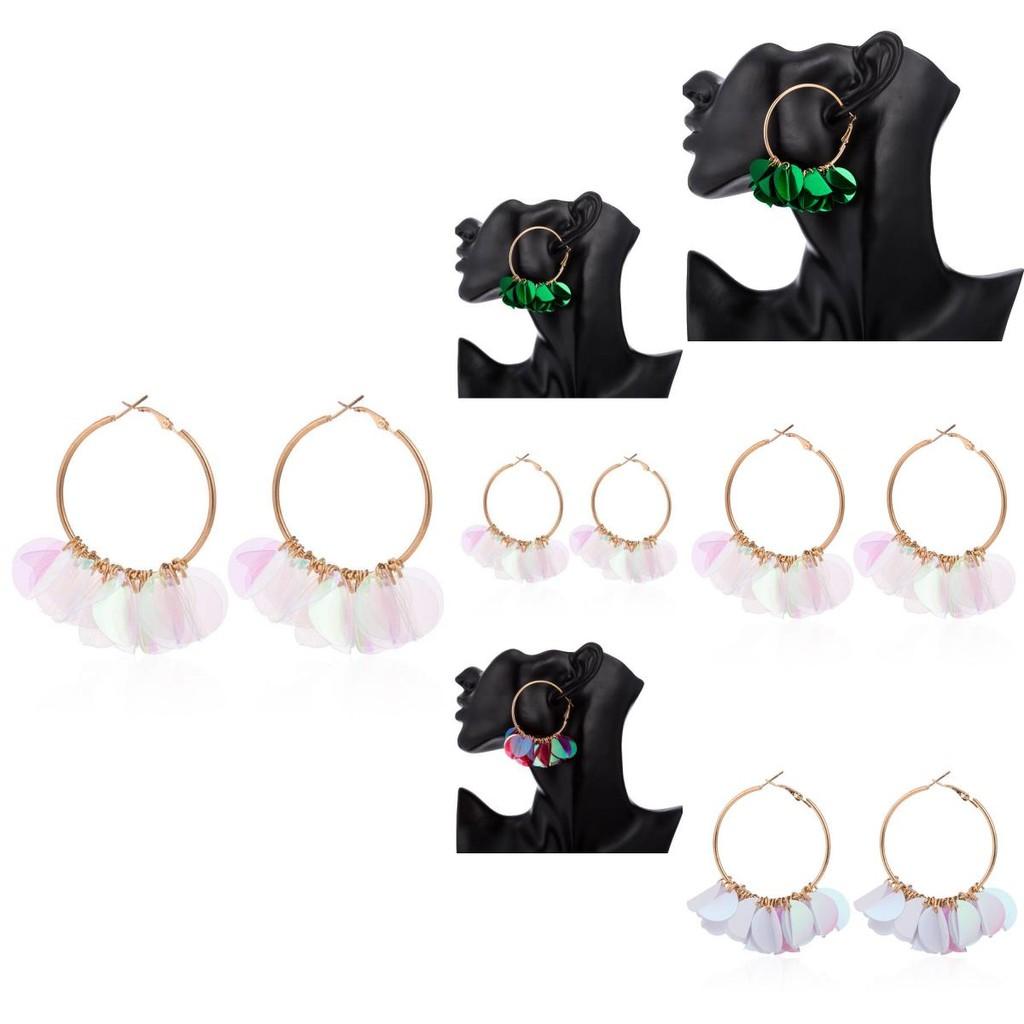 Stylish Alloy Flower Earrings With Glittering Sequins For Modern Fashion