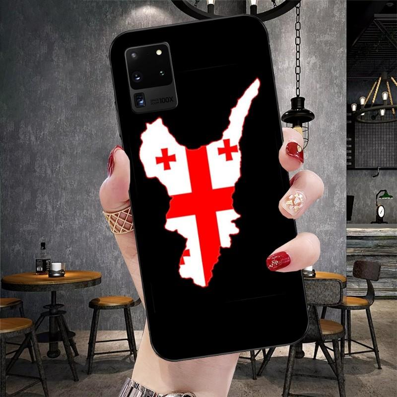 Georgia Flag Phone Case For Samsung Galaxy S6 S7 S8 S9 S10 S21 S22 Plus Ultra Soft Black Phone Cover