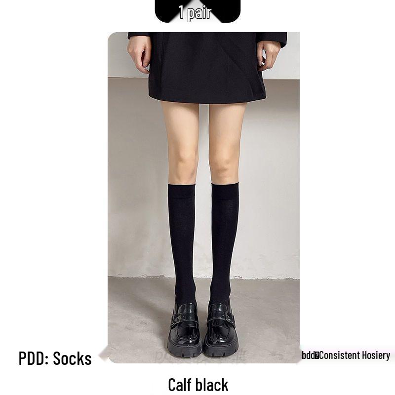 Japanese Summer Opaque Over-the-Knee Velvet Socks for Slim Calves
