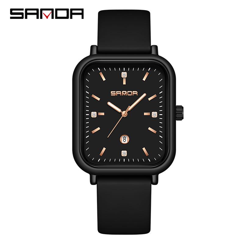 Sanda TikTok Bestseller: Unisex Leather Strap Quartz Watch with Simple Calendar, Waterproof Design.
