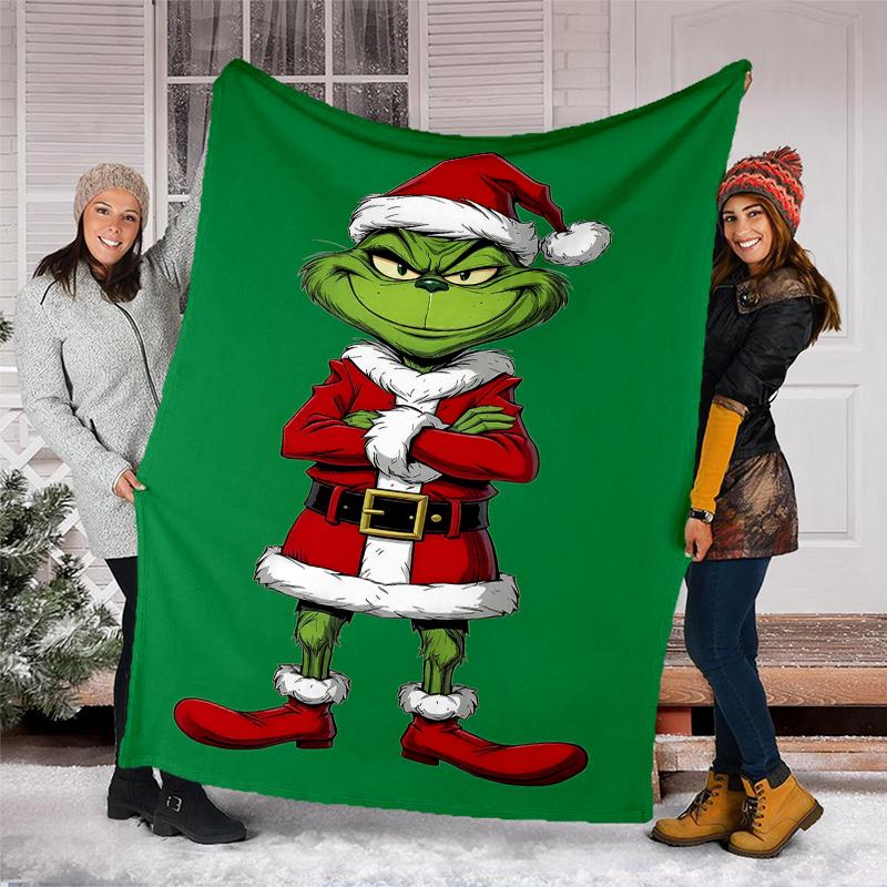 Grinch-Thema Bedruckte Decke Perfekt für Sofa Bett Reisen Außenbereich Maschinenwaschbar Gemütlich Langlebig