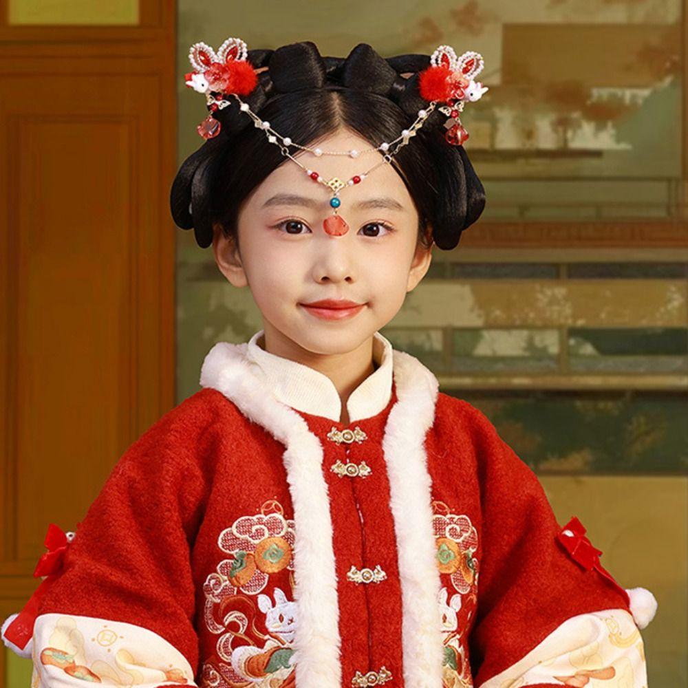 Princess Chinese Style Red Barrettes Hanfu Headwear Ancient Style Hair Clip  Kids