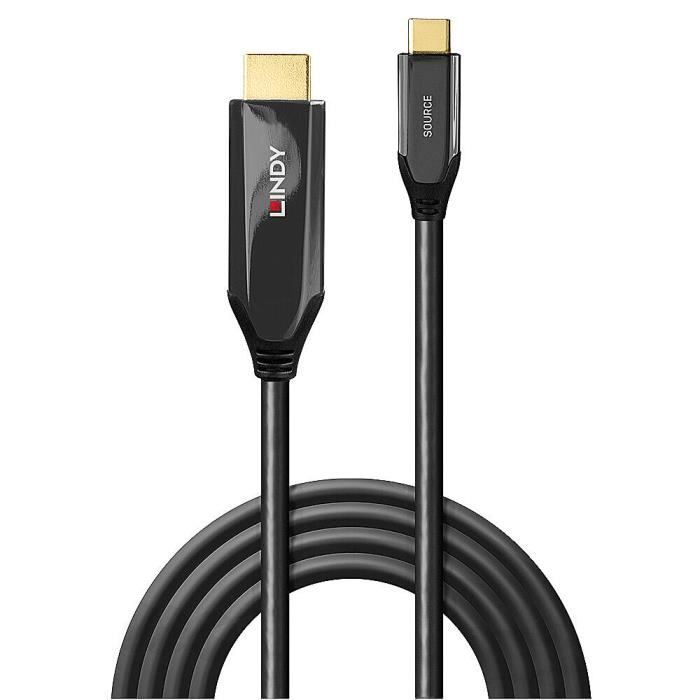 Câble Adaptateur USB Type C vers HDMI - LINDY - 8K60 - 3m - HDMI 2.1 - Connecteur plaqué or