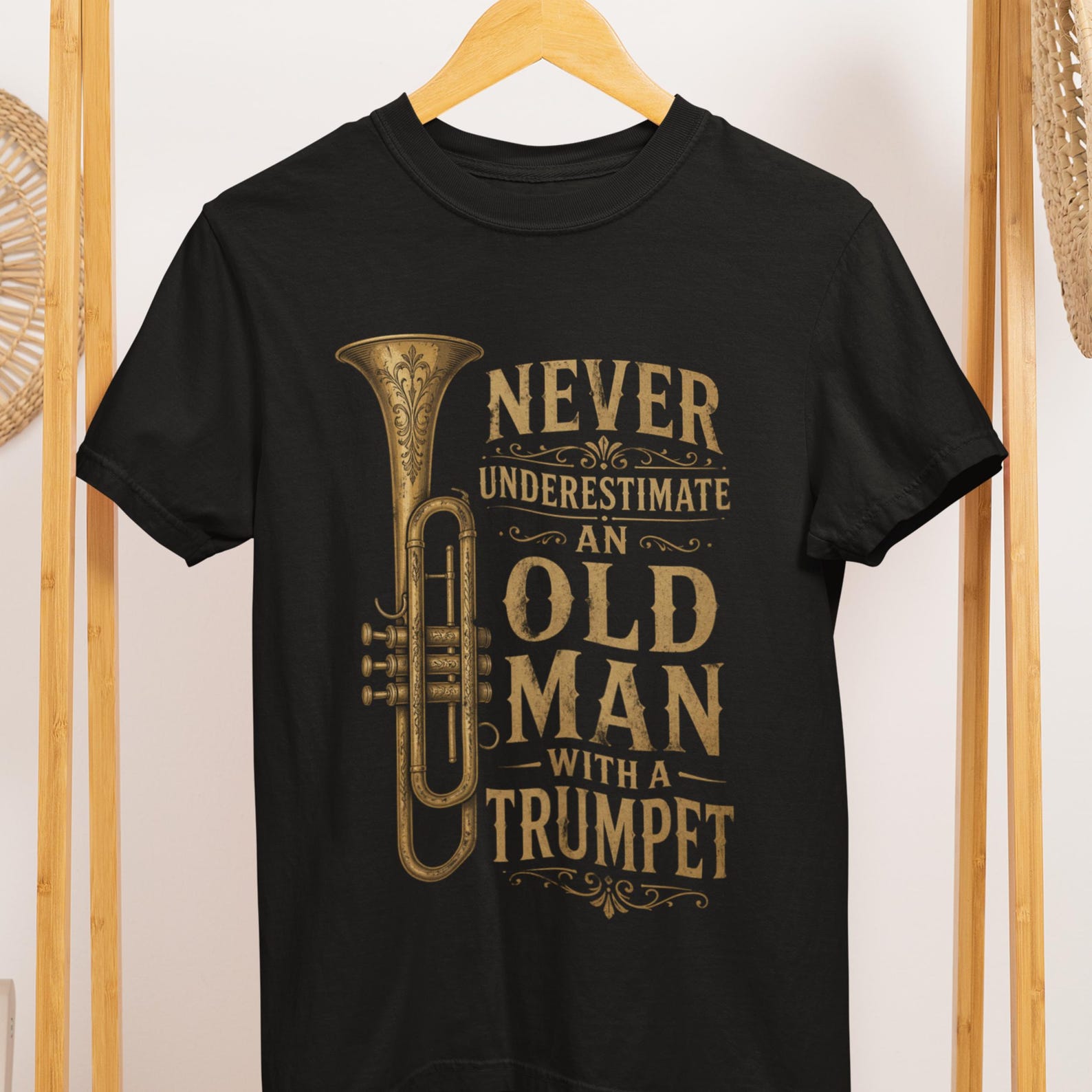 Old Man Trumpet Player Shirt, Funny Jazz Musician Tee, Brass Instrument Lover Gift 4XL