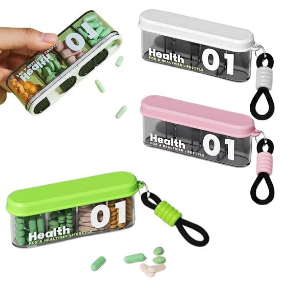 Portable Sealed Pill Organizer Small Medicine Box with 4 Compartments Waterproof Daily Pill Case for Travel Dustproof Tablet Box
