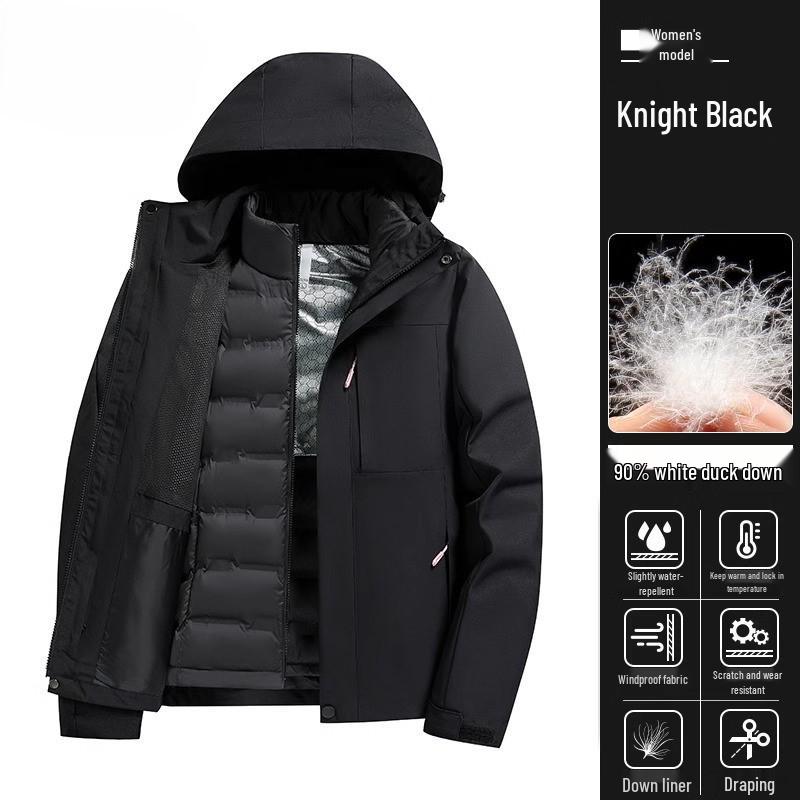 Women's 2024 Three-in-One Winter Hiking Windbreaker: Thickened, Warm, and Windproof Outdoor Jacket