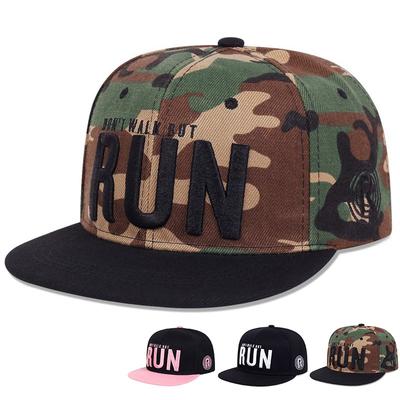 Buchstabe RUN Stickerei Hip Hop Baseballkappe Unisex Outdoor Freizeit Reisehut Flat Top Caps Baumwolle Fischerhüte für Männer Frauen