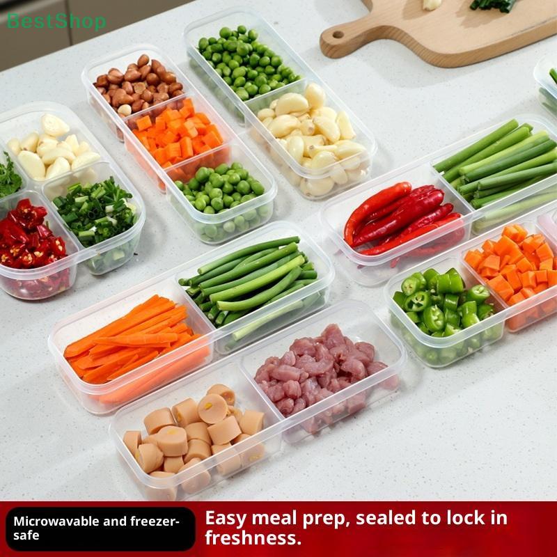 Stackable Food Storage Boxes, Airtight Vegetable/Fruit Keepers for Kitchen Prep & Refrigerator Organization