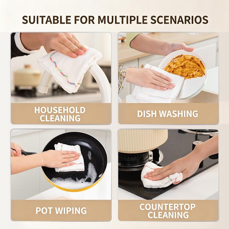 10Pcs Dishwashing Cloth Kitchen Rainbow Cloth Absorbent But Not Shedding Hair Table Cleaning Towel Household Thick Scouring Pad
