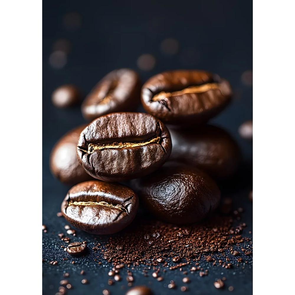 Coffee Cup And Beans Photograph Posters Delicious Coffee Latte Breakfast Prints Canvas Painting Wall Art Picture Home Room Decor