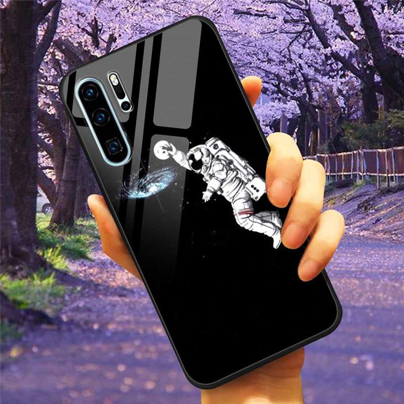 Phone Cover For Huawei P30 Pro Lite Case Tempered Glass Space Wolf Lion Funda for HUAWEI P30 Lite Luxury Cases P30Pro P 30 Cat