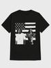 Casual T-shirt met een retro Outkast design en Amerikaanse vlagprint gemaakt van puur zwaar materiaal Pure katoenen koppel T-shirt