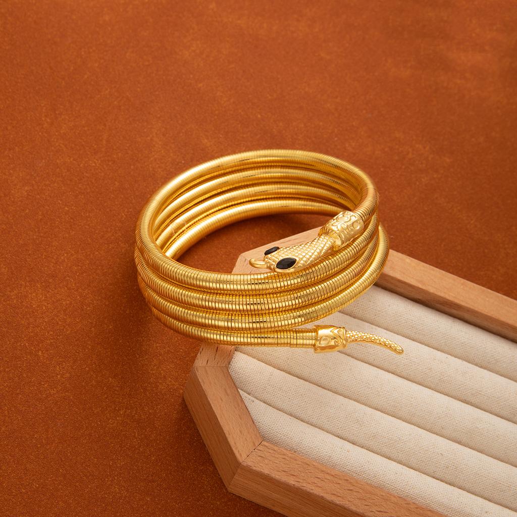 Υπερβολικό Μεταλλικό Βραχιόλι Ανέμου, Χρυσό Τυλιγμένο Βραχιόλι Φίδι Έτους Γέννησης, Ρετρό Υψηλής Ποιότητας Κοσμήματα Ελαφριάς Πολυτέλειας