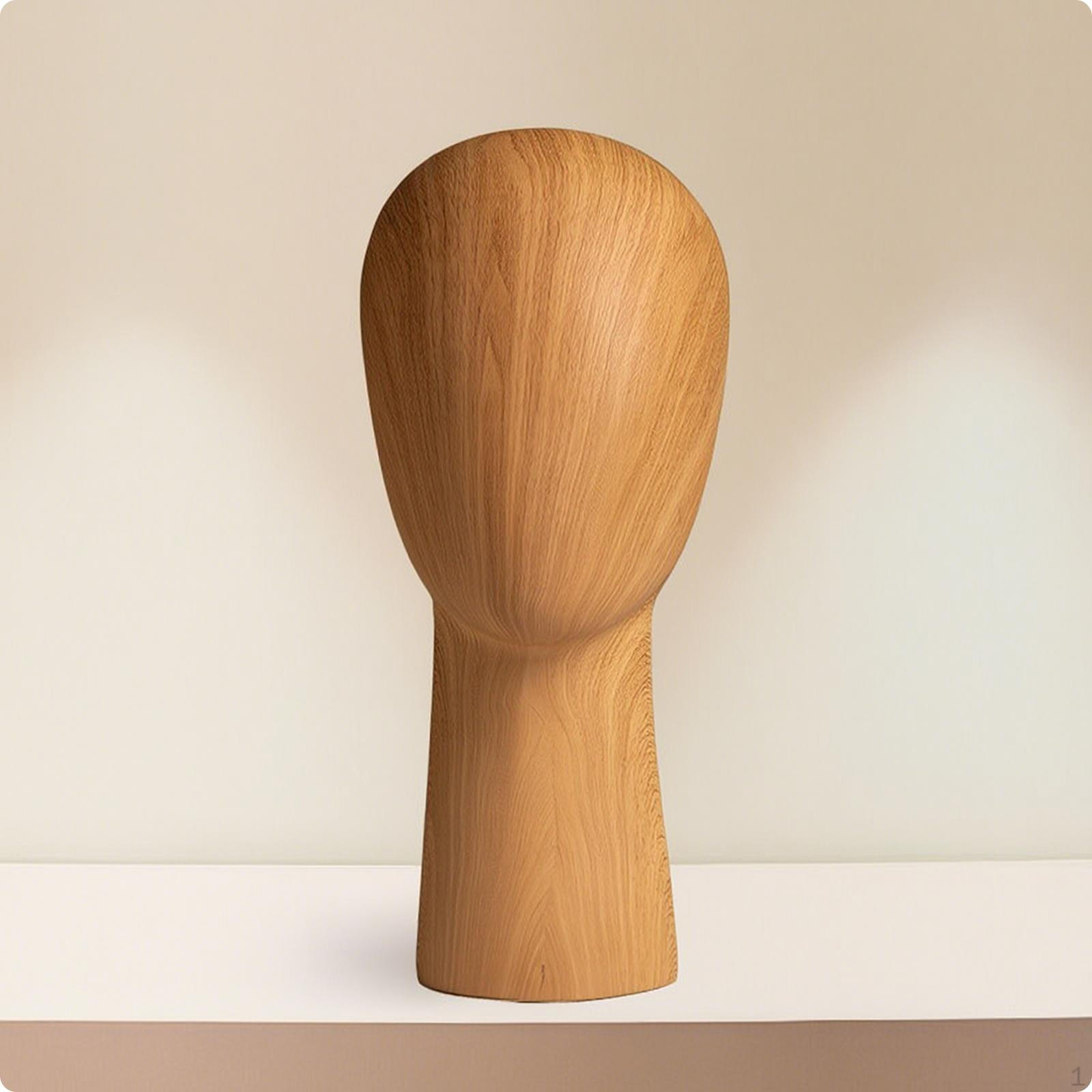 Mannequin Head Wood-Grain Hairpiece Long-Neck Hat