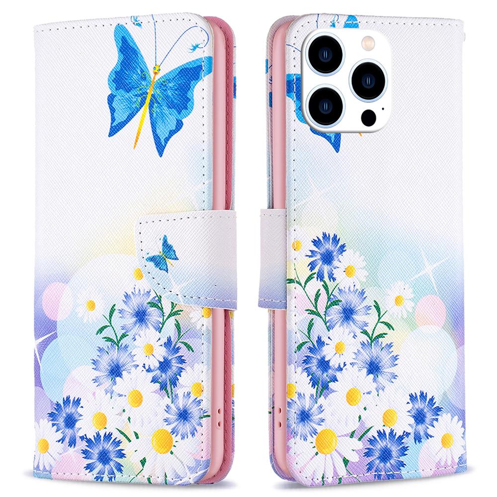 For iPhone 16 Pro Leather Case Pattern Printing Wallet Stand Phone Cover -  Don t Touch My Phone J