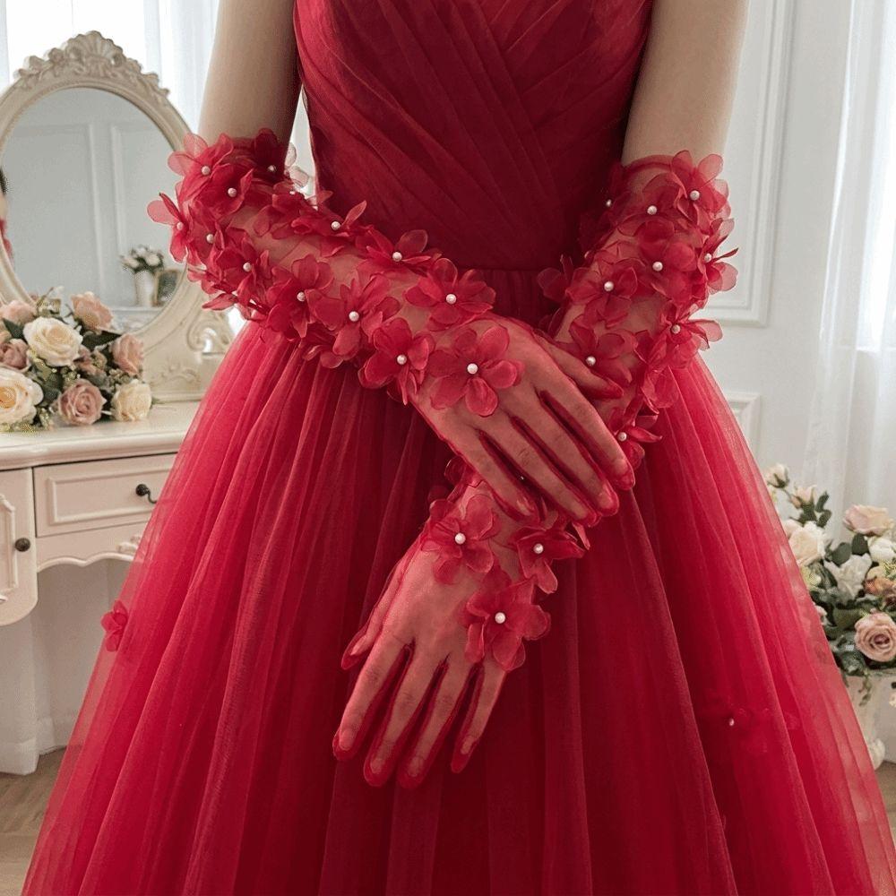 Pearl Long Gloves Elegant Bridal Gown Accessories  Travel Photography