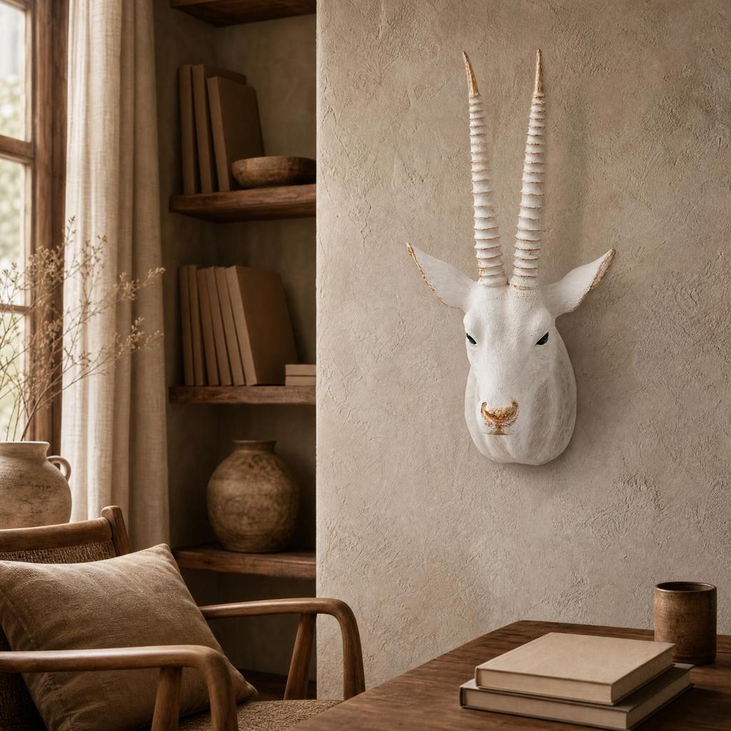 Wall-Mounted Antelope Head Sculpture Eye-Catching for Office, Study