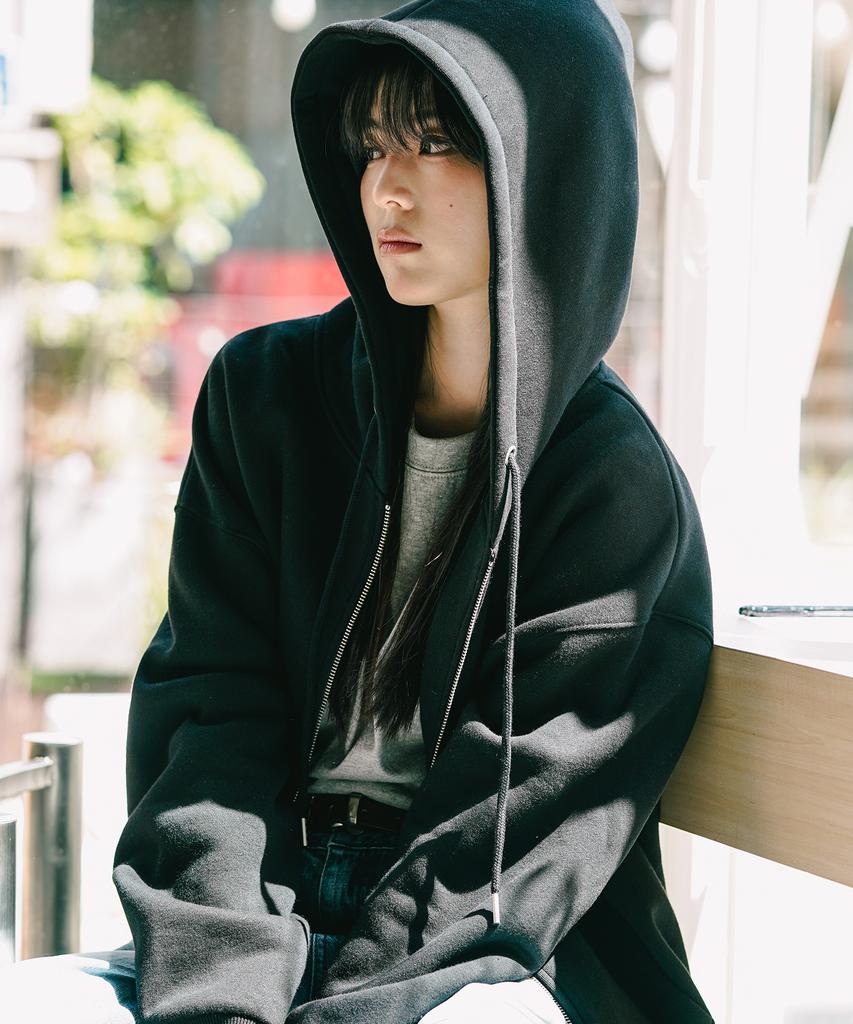 Jemut Netro Oversized Zip-Up Hoodie Black Ishd2682