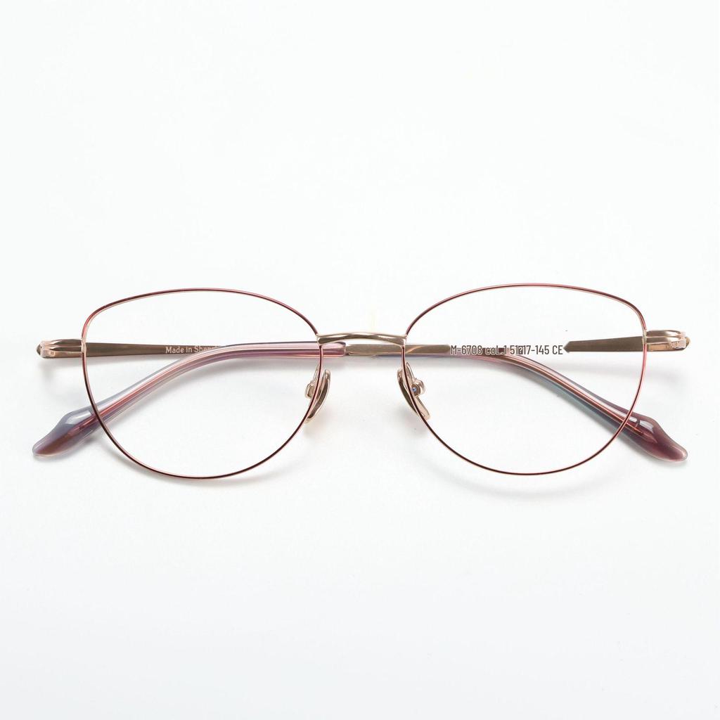 M6708S Retro Pure Titanium Unisex Eyeglass Frame with Acetate Elements for Prescription Lenses