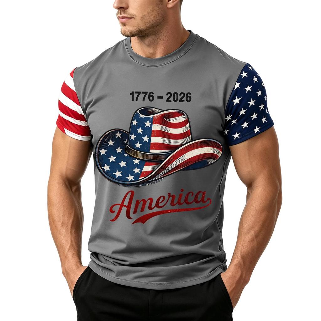 Herren Unabhängigkeitstag Flaggenprint Kurzarm T-Shirt, Locker Lässig Täglich Sommer Oberteile