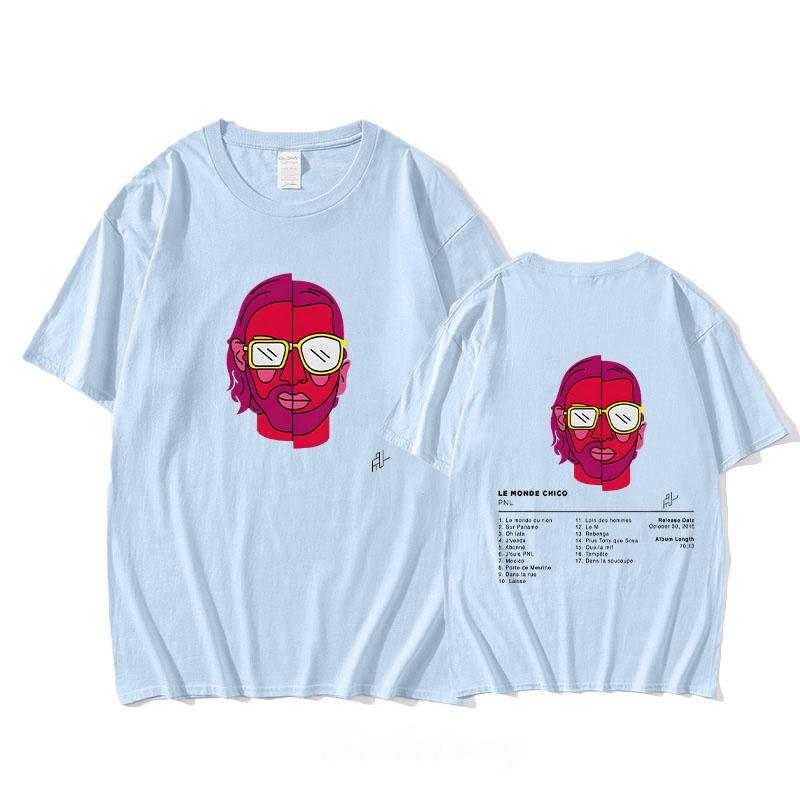 Rapper PNL T-shirt Le Monde Chico Album Popular Casual Tee-shirt Cotton High Quality Tshirt Camisetas Singer 2025 New Tees Tops