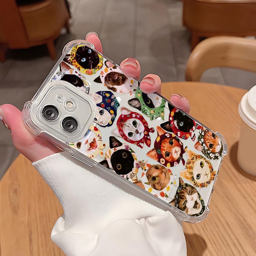 Colorful Cat Design Phone Case For Samsung Galaxy S25 S24 S23 S22 S21 S20 Note20 Edge FE Ultra Plus 4G 5G Anti Fall Clear Cover